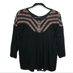 Lucky Brand, Black Lace on the Chest  Women’s Top Tunic Sz S